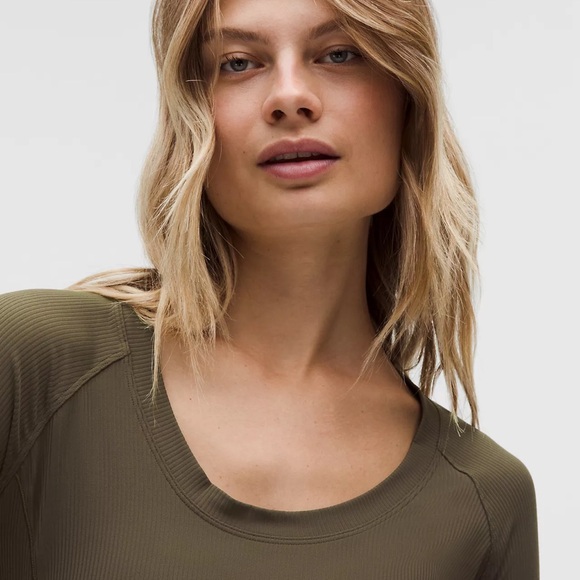 Lululemon All Aligned Ribbed Long-Sleeve Midi Dress - Olive Brown - Picture 3 of 6